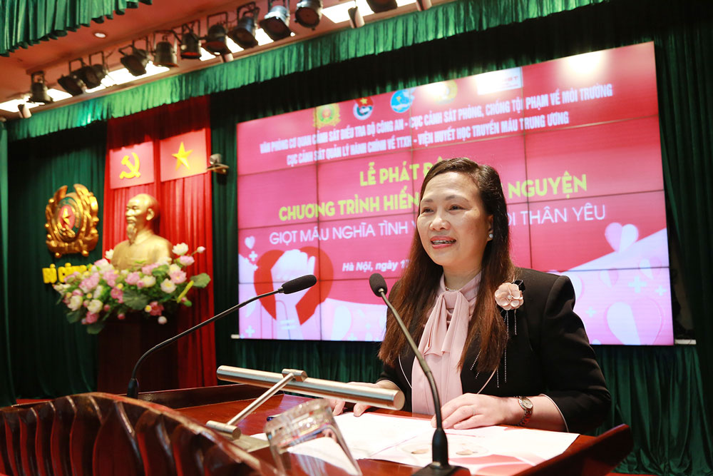 ThS.BS. Vũ Thị Hồng Phương, Phó Giám đốc Trung tâm Máu E2BetVip icu Độc Quyền Thomo phát biểu tại chương trình.